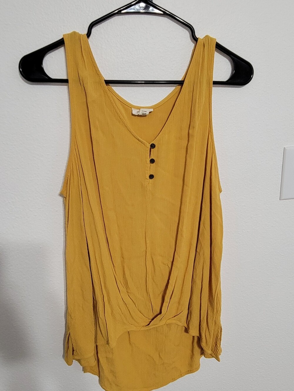 a.n.a Mustard Yellow Sleeveless Henley Tank